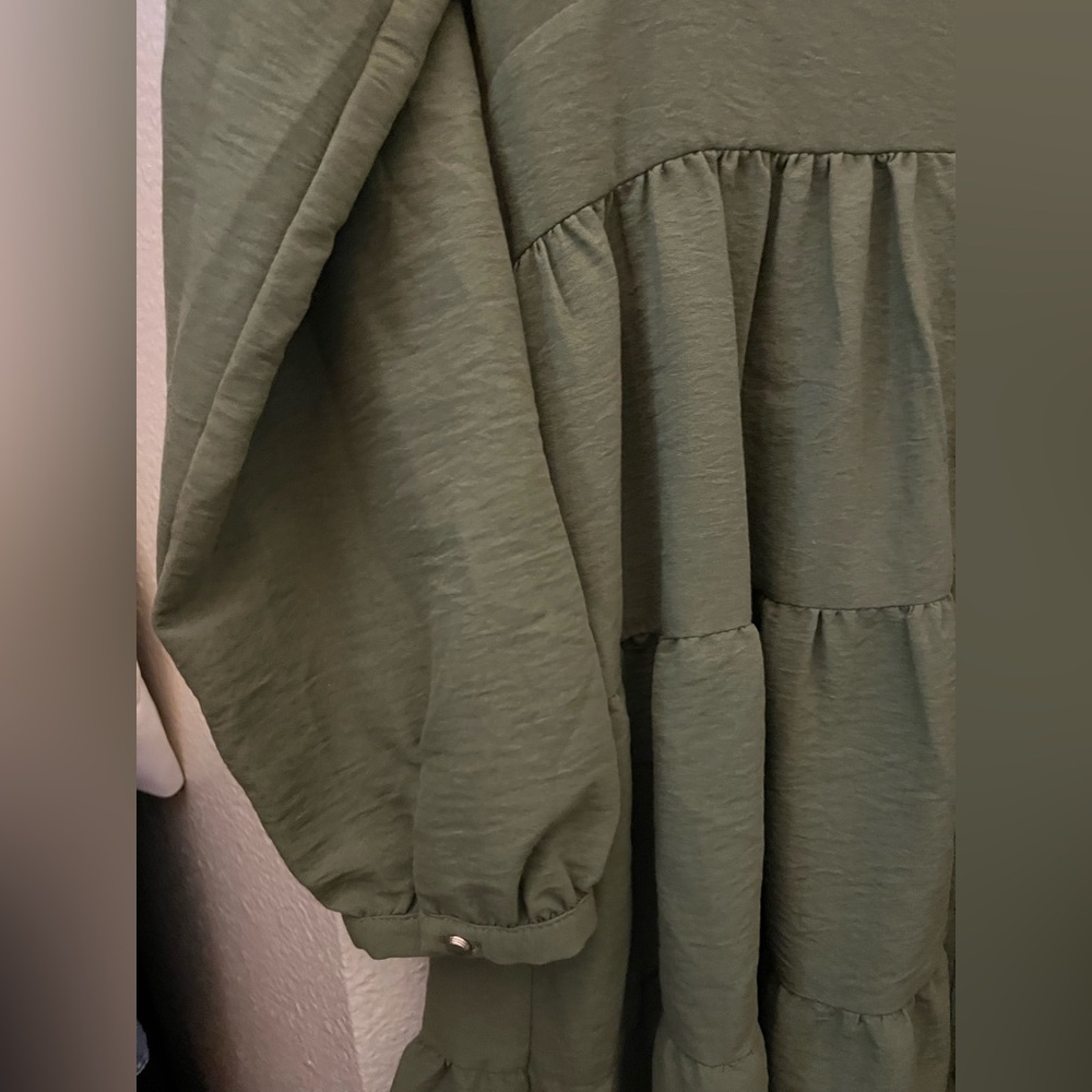 Zara Khaki Green Collared Dress - Picture 5 of 11